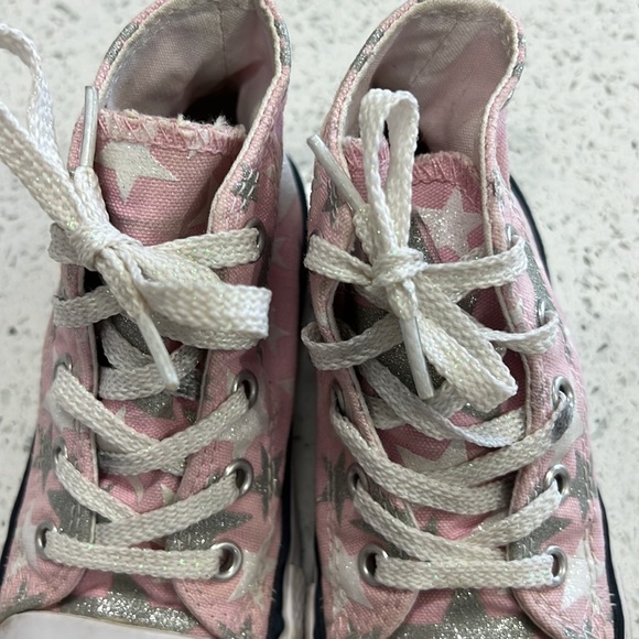 Converse Pink All Star High Tops with Glitter Stars size 8 - Picture 3 of 8